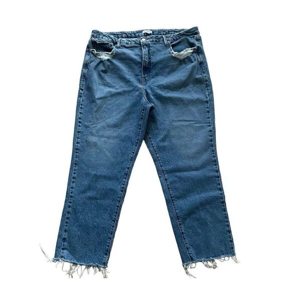 Good American Blue Women’s Slim Distressed High Rise Bohemian Denim Jeans SZ 20 - Picture 1 of 10